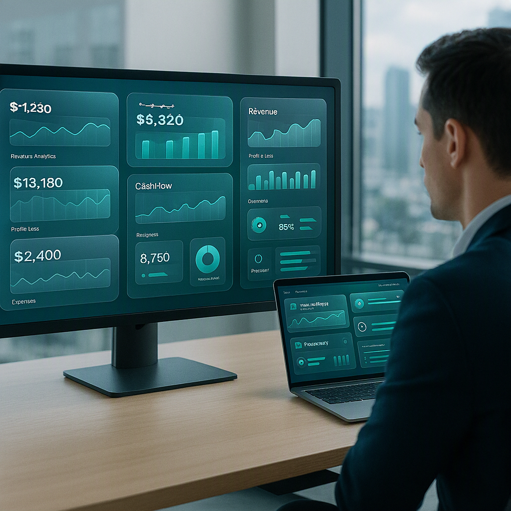 Centralized multi-client dashboard showing real-time financial data across client accounts