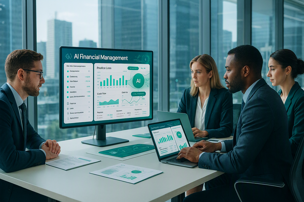 Accounting team consulting on AI-powered financial platform for multi-client management
