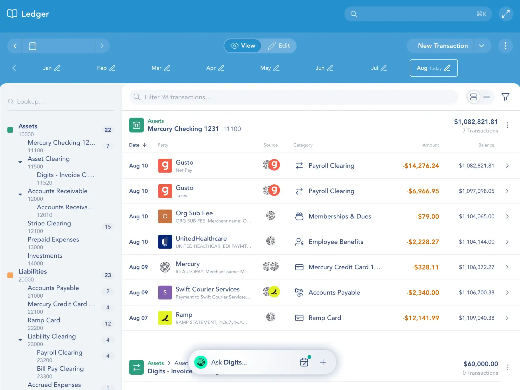 Finora Ledger screen